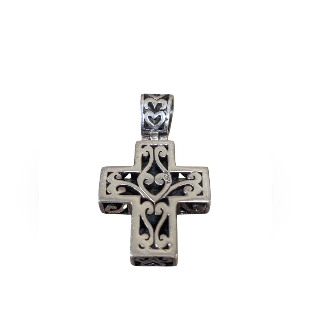 Vintage Sterling Silver Christian Cross Reversible Two-sided Open Work Design